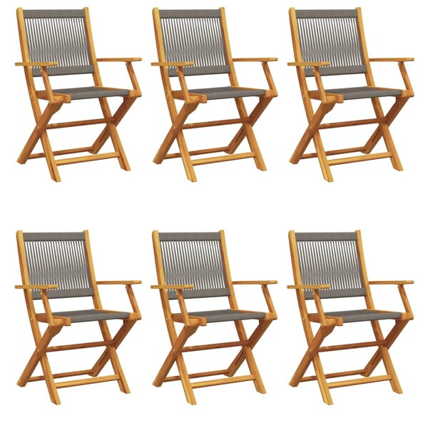 vidaXL Chaises de jardin pliables lot de 6 gris bois d'acacia massif