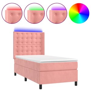 vidaXL Sommier à lattes de lit matelas et LED Rose 80x200 cm Velours