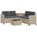 vidaXL Canapé de jardin et table et coussins en forme de L gris clair