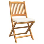 Chaises de jardin pliantes vidaXL avec coussin blanc 6 pièces en bois d'acacia massif