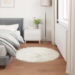 vidaXL Tapis en fausse Tafalla Blanc Ø 120 cm Polyester
