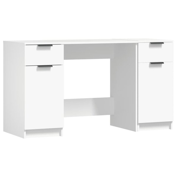 vidaXL Bureau avec armoire latérale Blanc Bois d'ingénierie