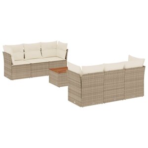 vidaXL Salon de jardin avec coussins 7 Pièces beige résine tressée
