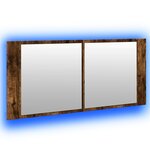 vidaXL Armoire à miroir à LED de bain chêne fumé 100x12x45 cm