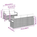 Ensemble de Sofa de Jardin à 6 Pièces avec Coussins Noir Poly Rattan Acacia