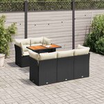 vidaXL Salon de jardin 6 Pièces avec coussins noir résine tressée