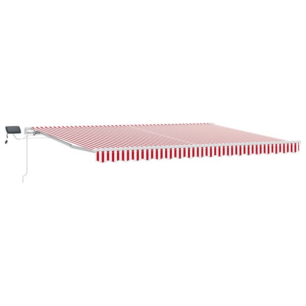 vidaXL Store rétractable manuel avec LED Rayures rouges et blanches 450x300 cm