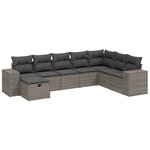 vidaXL Salon de jardin 8 Pièces avec coussins gris résine tressée