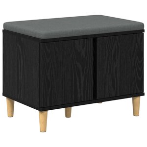 vidaXL Banc d'entrée avec coussin Chêne noir 60 x 38 x 46 cm