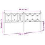 vidaXL Tête de lit métal noir 200 cm