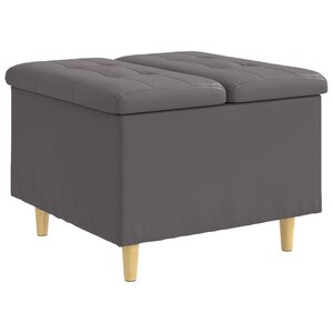 vidaXL Pouf de rangement avec coussin Gris 60 x 60 x 45 cm Simili cuir