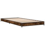 vidaXL Cadre de lit chêne fumé 90x190 cm bois d'ingénierie et métal