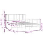 vidaXL Cadre de lit métal sans matelas avec pied de lit noir 120x190cm