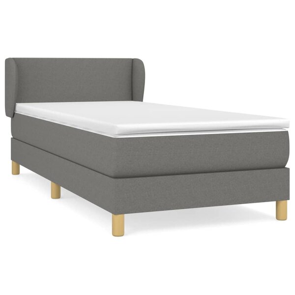vidaXL Sommier à lattes de lit et matelas Gris foncé 90x190 cm Tissu