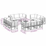 vidaXL Ensemble de canapé de jardin avec coussin 13 Pièces Noir Aluminium