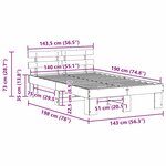 vidaXL Cadre de lit avec tête de lit Brun cire 140 x 190 cm Pin massif