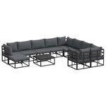 vidaXL Ensemble de canapé de jardin avec coussin 11 Pièces Noir Aluminium