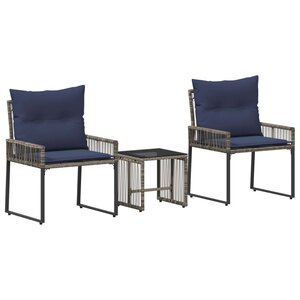 vidaXL Ensemble de meubles d'extérieur 7 pc Gris et bleu marine