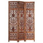 vidaXL Cloison de séparation 3 panneaux Marron 120x165cm Bois manguier