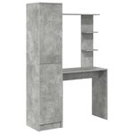 vidaXL Bureau avec rangement gris béton en bois d'ingénierie