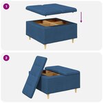 vidaXL Pouf de rangement avec coussin Bleu 80 x 80 x 45 cm tissu