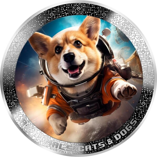 Monnaie ASTRONAUT DOG AI-NIMALS 1 Oz Argent 1000 Francs Cameroon 2025