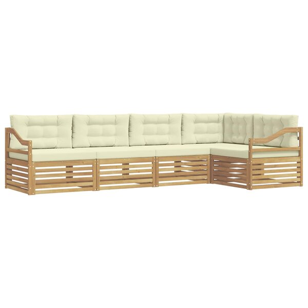 vidaXL Ensemble de canapés d'extérieur 5 pc Blanc et crème Polyester