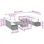 vidaXL Ensemble de canapé de jardin 11 Pièces Noir Poly rotin