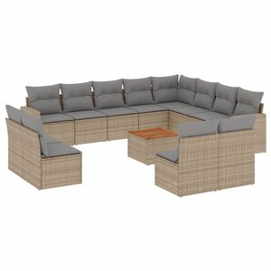 vidaXL Salon de jardin avec coussins 13 Pièces beige résine tressée