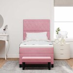vidaXL Lit à ressorts avec matelas Rose 90 x 200 cm Velours