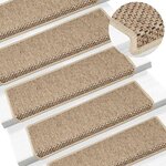 vidaXL Tapis d'escalier autocollants 30 Pièces 65x21x4 cm sable