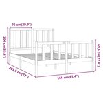 vidaXL Cadre de lit Blanc Bois de pin massif 160x200 cm