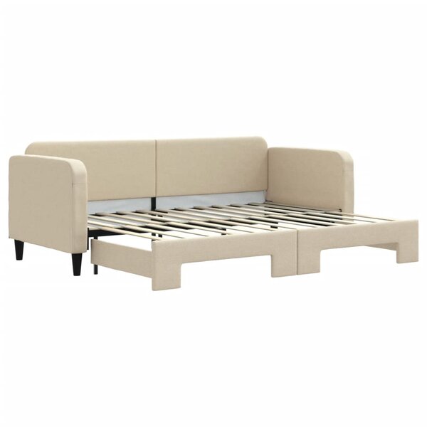 vidaXL Lit de jour avec lit gigogne crème 80x200 cm tissu