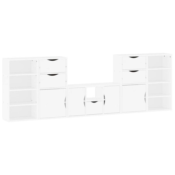 vidaXL Meubles TV 5 Pièces avec rangement ODDA blanc bois de pin massif