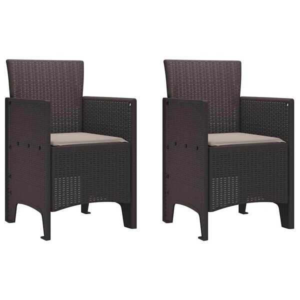 vidaXL Chaise de jardin 2 Pièces Marron 53 x 49 x 85 cm PP