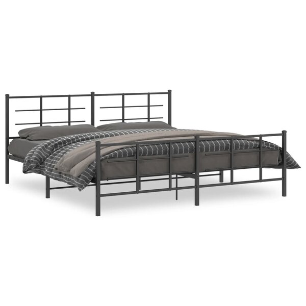 vidaXL Cadre de lit métal sans matelas avec pied de lit noir 193x203cm