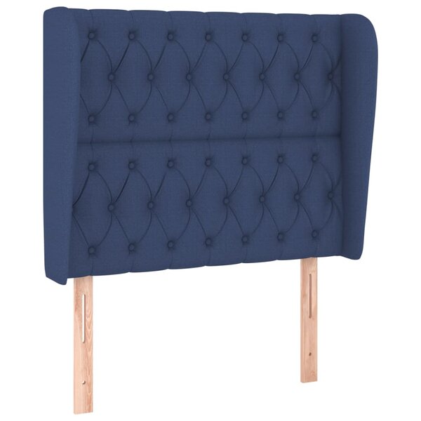 vidaXL Tête de lit avec oreilles Bleu 93x23x118/128 cm Tissu