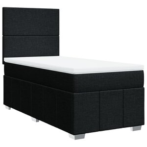 vidaXL Sommier à lattes de lit avec matelas Noir 100x200 cm Tissu