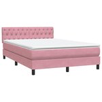 vidaXL Sommier à lattes de lit avec matelas et LED rose 160x210 cm velours