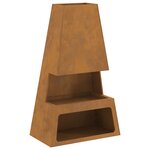 brasero vidaXL avec rangement pour bûches 60x35x100 cm en acier Weathering