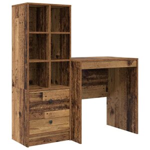 vidaXL Bureau avec rangement 2 Pièces Bois Ancien 70 x 50 x 76 cm