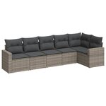 vidaXL Salon de jardin 6 Pièces avec coussins gris résine tressée