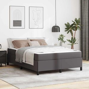 vidaXL Cadre de lit avec matelas Gris 140 x 190 cm tissu
