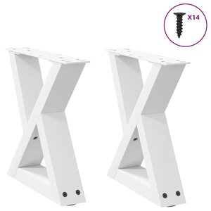 vidaXL Pieds de table basse 2 pièces Blanc 40 x (30-31 3) cm Acier