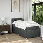 vidaXL Sommier à lattes de lit avec matelas Gris foncé 90x200 cm Tissu
