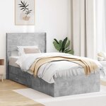 vidaXL Cadre de lit avec rangement et tête de lit Gris béton