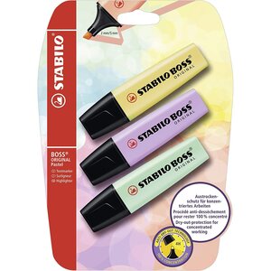 Blister x 3 surligneurs STABILO BOSS ORIGINAL Pastel x 10 STABILO