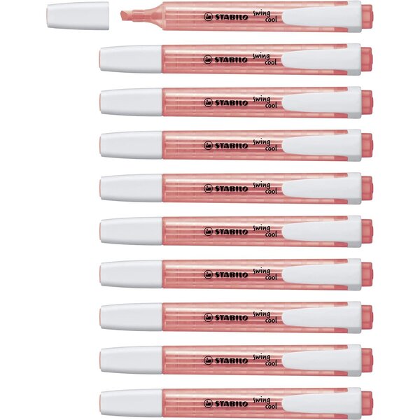 Surligneur de poche SWING COOL Pointe Biseautée 1 - 4 mm Rouge Orange x 10 STABILO