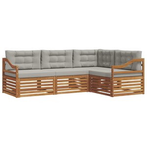 vidaXL Ensemble de canapés d'extérieur 4 pc Gris Naturel et Clair