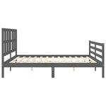 vidaXL Cadre de lit avec tête de lit gris 200x200 cm bois massif
